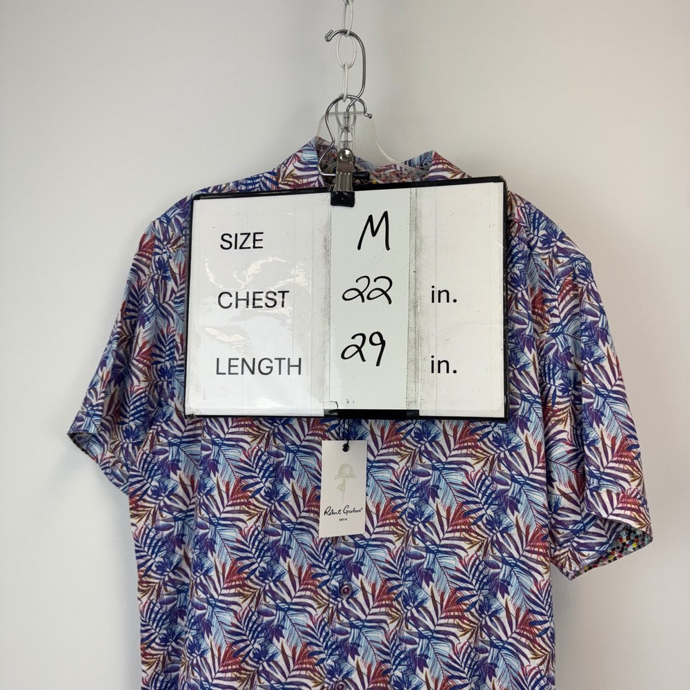 Robert Graham Teigen Mens Medium Multi Tropical Palm Linen Shirt NWT - Picture 3 of 16